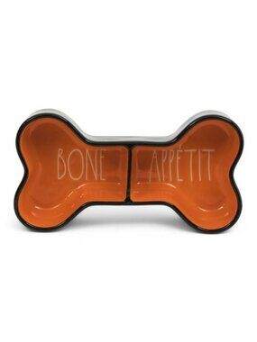 Rae Dunn Bone Appetit Double Pet Bowl Dog Dish NWT
